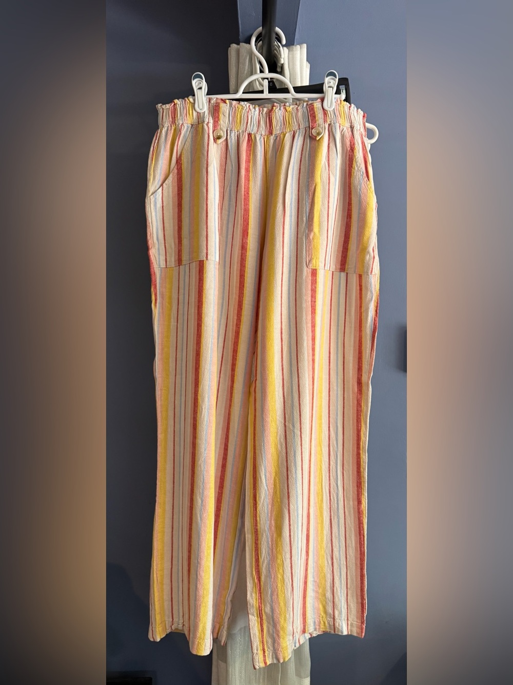 SO Wide Leg Striped Pants in Yellow, Pink, Cream